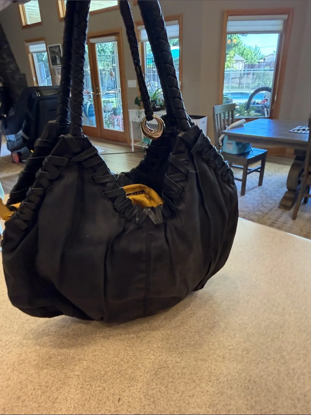Black Women's Braided Handle Hobo Bag Donald J Pliner